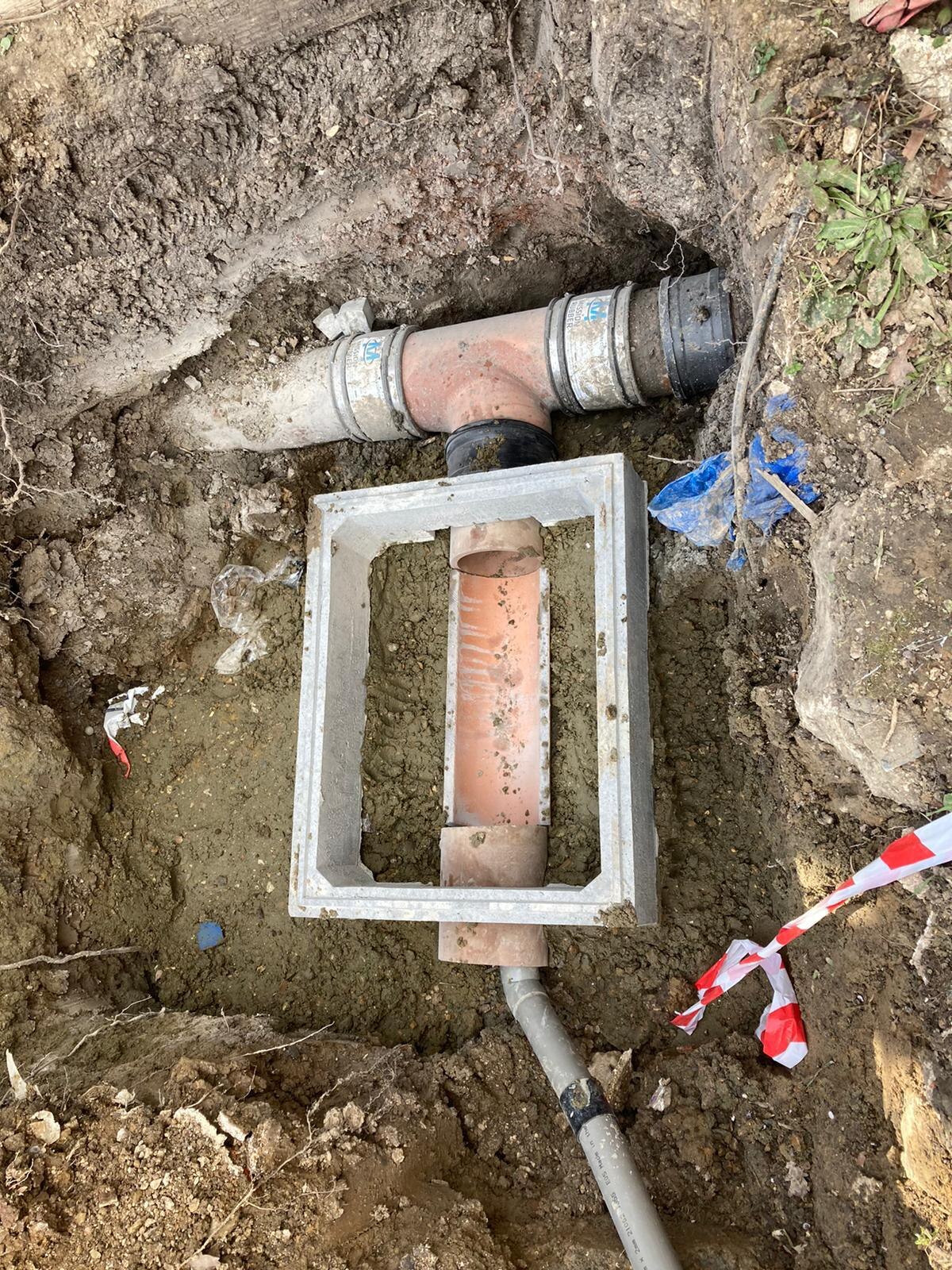 Drainage manhole and pipework installation